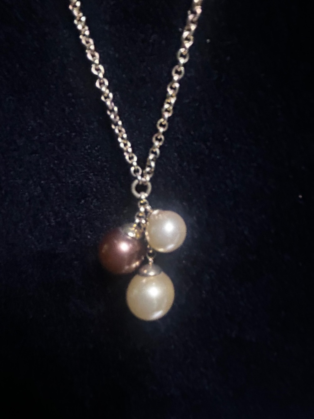 Authentic Majorica 18k Gold Plated Organic Simulated Pearl Cluster Pendant Neckl